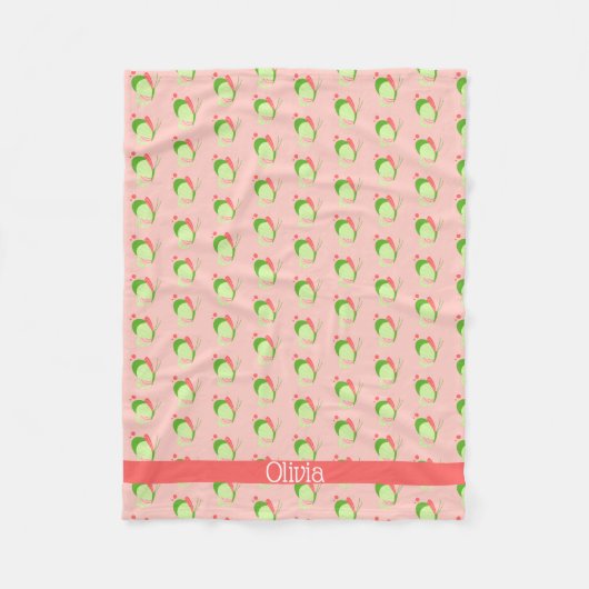 Whimsical Pink und Green Butterfells Personalisier Fleecedecke (Vorderseite)