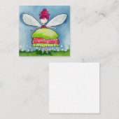 Whimsical Pink und Green Watercolor Fairy Mitteilungskarte (Vorne/Hinten)