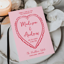 Whimsical Pink- und Rot-Herz-Hochzeit