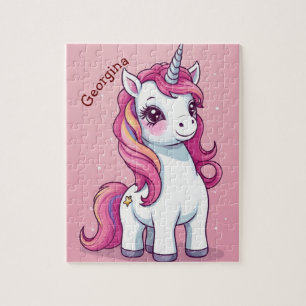 Whimsical Pink Unicorn Personalisiert Kids Puzzle