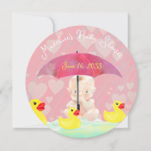 Whimsical Pink Vintag Umbrella Round Baby Dusche