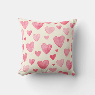 Whimsical Pink Watercolor Hearts Muster Baby Mädch Kissen