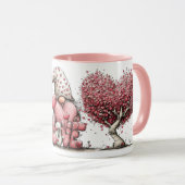 Whimsical Pink Watercolor Ink Gnome Illustration Tasse (VorderseiteRechts)