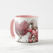 Whimsical Pink Watercolor Ink Gnome Illustration Tasse (Vorderseite Links)