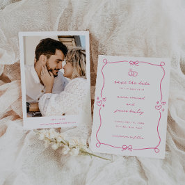 Whimsical Pink Wedding Photo Save The Date Einladung