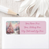 Whimsical Pink Weihnachtsbaum Rücksendeadresse (Insitu)