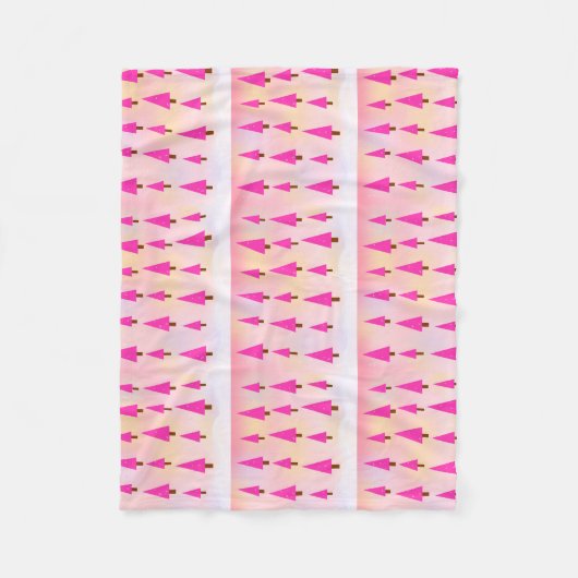 Whimsical Pink Weihnachtsbaumen Fleece Blanket (Vorderseite)