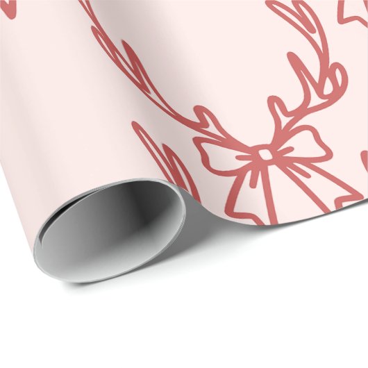 Whimsical Pink Weihnachtsmuster Wrapping Paper Geschenkpapier (Rolleneckpunkt)