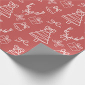 Whimsical Pink Weihnachtsmuster Wrapping Paper Geschenkpapier (Ecke)