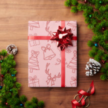 Whimsical Pink Weihnachtsmuster Wrapping Paper