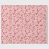 Whimsical Pink Weihnachtsmuster Wrapping Paper Geschenkpapier (Flach)
