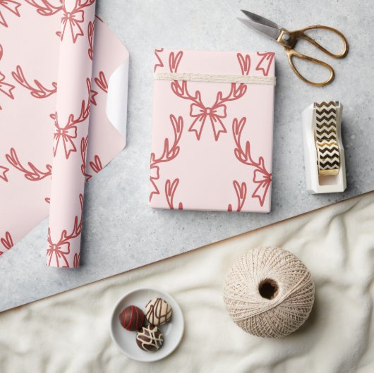 Whimsical Pink Weihnachtsmuster Wrapping Paper Geschenkpapier (Kunsthandwerk)