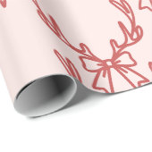 Whimsical Pink Weihnachtsmuster Wrapping Paper Geschenkpapier (Rolleneckpunkt)