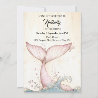 Whimsical Pink Whale Schwanz Einladung