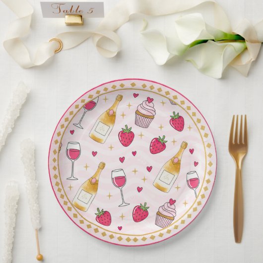 Whimsical Pinke Erdbeere Pappteller (Hochzeit)