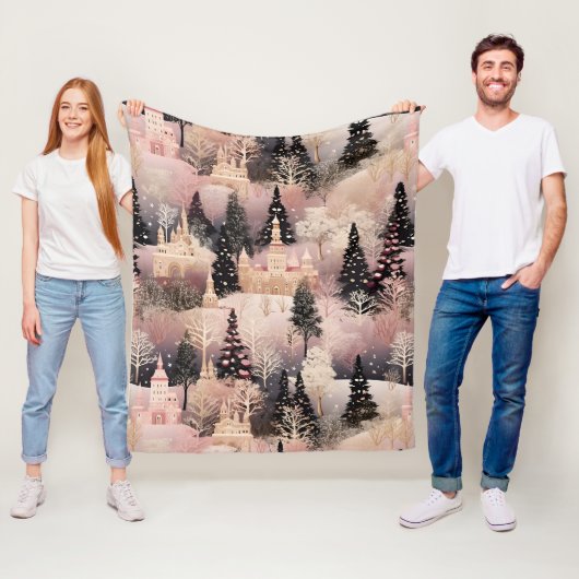 Whimsical Pinke Winterlandschaft (2) Fleecedecke (Beispiel)