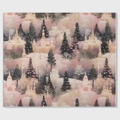 Whimsical Pinke Winterlandschaft (2) Geschenkpapier (Flach)