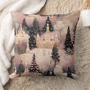 Whimsical Pinke Winterlandschaft (2) Kissen