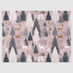 Whimsical Pinke Winterlandschaft (3) Seidenpapier