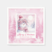 Whimsical Pinkmas Kids Christmas Scene Cozy Forest Serviette (Vorderseite)