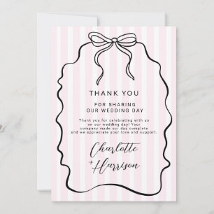 Whimsical Pinstripe Bow Wedding Dankeskarte