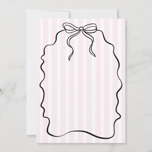 Whimsical Pinstripe Bow Wedding Einladung (Rückseite)