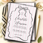 Whimsical Pinstripe Bow Wedding Einladung