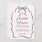 Whimsical Pinstripe Bow Wedding Einladung (Vorderseite)