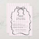 Whimsical Pinstripe Bow Wedding RSVP Karte (Vorne/Hinten)