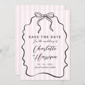 Whimsical Pinstripe Bow Wedding speichern das Datu Einladung (Vorne/Hinten)