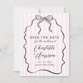 Whimsical Pinstripe Bow Wedding speichern das Datu Save The Date (Vorderseite)