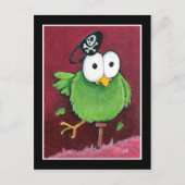 Whimsical Pirate Bird with Wooden Leg Postcard Postkarte (Vorderseite)