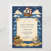Whimsical Pirate Ship Adventure Baby Shower Einladung (Vorderseite)