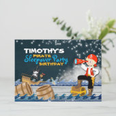 Whimsical Pirate Sleep Over Birthday Party Einladu Einladung (Stehend Vorderseite)
