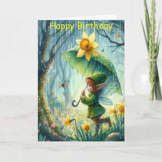 Whimsical Pixie Geburtstagskarte - Fee im Wald Karte (Vorderseite)