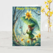 Whimsical Pixie Geburtstagskarte - Fee im Wald Karte (Gelbe Blume)