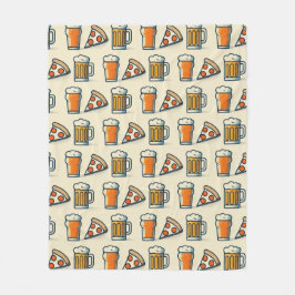 Whimsical Pizza and Beer Pattern Fleecedecke