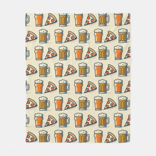 Whimsical Pizza and Beer Pattern Fleecedecke (Vorderseite)