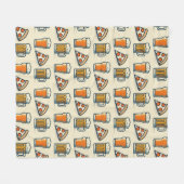 Whimsical Pizza and Beer Pattern Fleecedecke (Vorderseite (Horizontal))