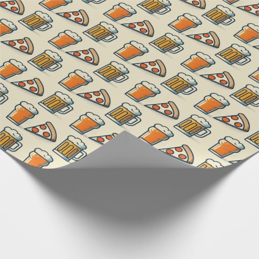 Whimsical Pizza and Beer Pattern Geschenkpapier (Ecke)