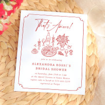 Whimsical Pizza & Wine Bridal Dusche Einladung