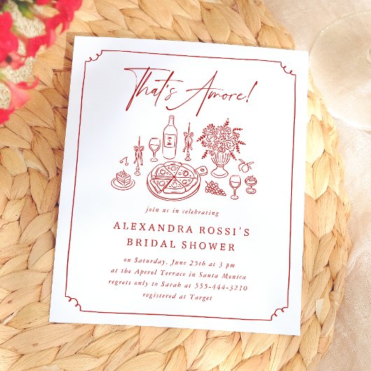 Whimsical Pizza & Wine Bridal Dusche Einladung