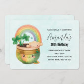 Whimsical Planter mit Regenbogen & Kleber Geburtst Einladung (Vorne/Hinten)