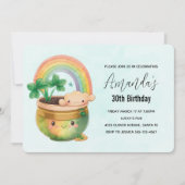 Whimsical Planter mit Regenbogen & Kleber Geburtst Einladung (Vorderseite)