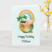 Whimsical Planter mit Regenbogen & Kleber Geburtst Karte (Gelbe Blume)