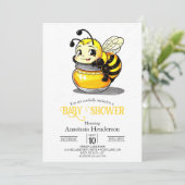 Whimsical Playful Bee Baby Dusche Einladung (Stehend Vorderseite)