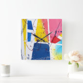 Whimsical Playful Clock Quadratische Wanduhr (Zuhause)