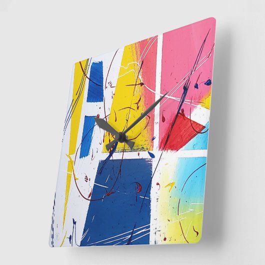 Whimsical Playful Clock Quadratische Wanduhr (Winkel)