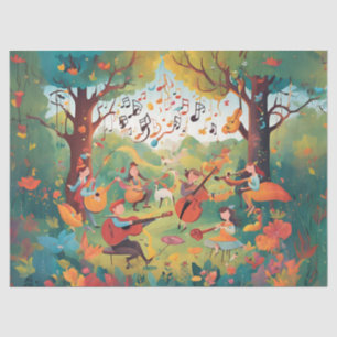 Whimsical Playing Music in Forest Seidenpapier