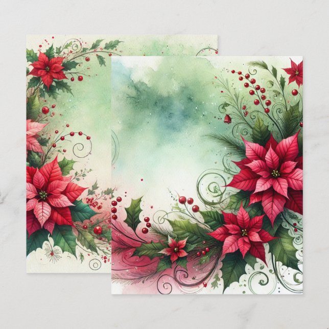 Whimsical Poinsettia Weihnachtsgarland Scrapbook (Vorne/Hinten)
